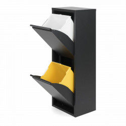 Cubo de Basura para Reciclaje Jobgar 92 x 35 x 25 cm Negro Metal 2 cajones