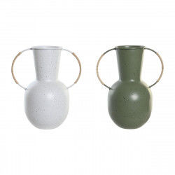 Vase DKD Home Decor 20 x 13 x 24 cm Metal Terracotta White Green (2 Units)