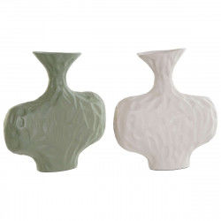 Vase DKD Home Decor Blanc Vert Aluminium 20 x 6 x 21 cm (2 Unités)