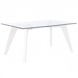 Spisebord DKD Home Decor Hvid Gennemsigtig Krystal Træ MDF 160 x 90 x 75 cm