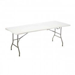 Folding Table White Metal Polyethylene 244 x 76 x 74 cm