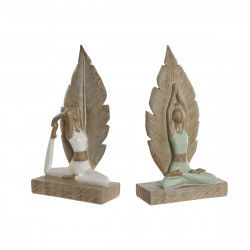Figurine Décorative Home ESPRIT Blanc Vert Scandi 15,5 x 7,5 x 26,5 cm (2...