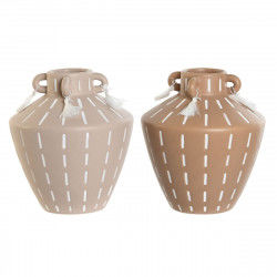 Vase Home ESPRIT Brown Light brown Ceramic Colonial Fringe 15,5 x 15,5 x 17,1...