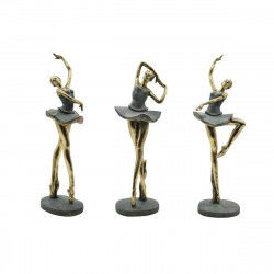 Decorative Figure Home ESPRIT Grey Golden Ballet Dancer 15 x 10 x 43 cm (3...