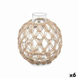 Bola Decorativa Transparente Natural Vidrio Cuerda 18 x 20 cm (6 Unidades)