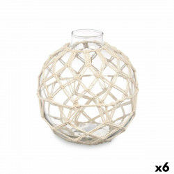 Bola Decorativa Blanco Transparente Vidrio Cuerda 18 x 20 cm (6 Unidades)