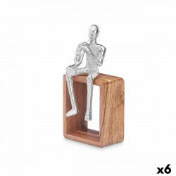 Dekorativ figur Saksofon Sølvfarvet Træ Metal 13 x 27 x 13 cm