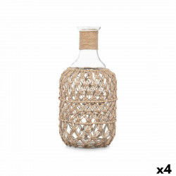 Bottiglia Decorativa Trasparente Naturale Vetro Corda 18 x 38 cm (4 Unità)