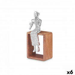 Decorative Figure Recorder Silver Wood Metal 13 x 27 x 13 cm