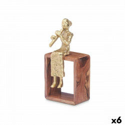 Figurka Dekoracyjna Flet Prosty Brązowy Drewno Metal 13 x 27 x 13 cm