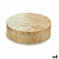 Decorative box White Beige Mother of pearl Particleboard 25 x 8 x 25 cm (4...