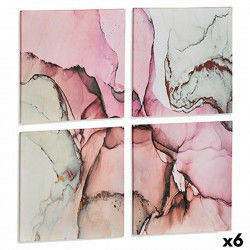 Set of 4 pictures Canvas Pink Marble 35 x 7 x 35 cm (6 Units)
