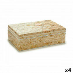 Decorative box White Beige Mother of pearl Particleboard 15 x 7,2 x 25,2 cm...