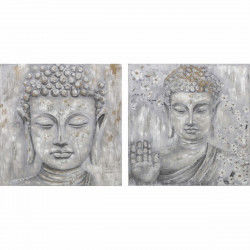 Quadro DKD Home Decor 100 x 2,4 x 100 cm Buddha Orientale (2 Unità)