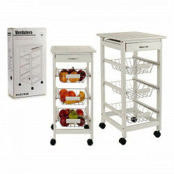 Vegetable trolley 3 tier stand White Metal Pine Tile 37 x 76 x 37 cm