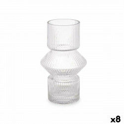 Vase Stripes Transparent Crystal 9,5 x 16,5 x 9,5 cm (8 Units)