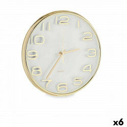 Reloj de Pared Cuadrado Redondo Dorado Vidrio Plástico 33 x 33 x 5,5 cm (6...