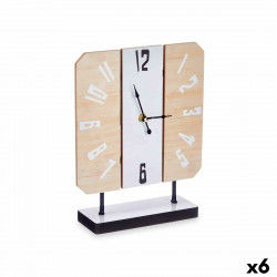 Reloj de Mesa Blanco Metal Madera MDF 22 x 28 x 7 cm (6 Unidades)