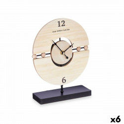 Table clock Balls Black Metal MDF Wood 20,5 x 26,5 x 7 cm (6 Units)
