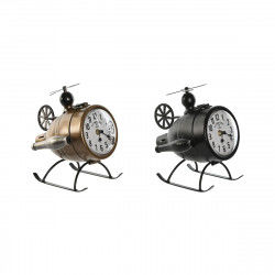 Reloj de Mesa Home ESPRIT Negro Dorado PVC Metal Loft 18 x 23 x 24 cm (2...