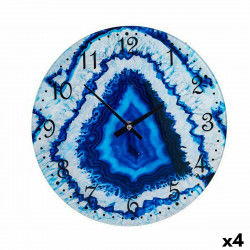 Wall Clock Marble Blue Crystal 30 x 4 x 30 cm (4 Units)