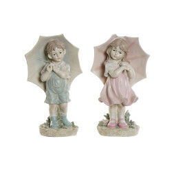 Dekorativ figur DKD Home Decor 28 x 20 x 48,5 cm Blå Pink Barn (2 enheder)