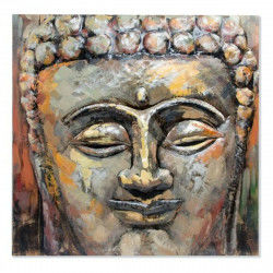 Obraz DKD Home Decor Buda Drewno Metal Orientalny Budda (80 x 80 x 7 cm)