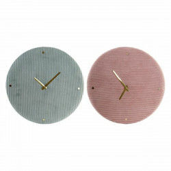 Orologio da Parete DKD Home Decor Verde Rosa 40,5 x 5,5 x 40,5 cm (2 Unità)