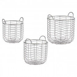 Set of Baskets Silver Metal (3 pcs)