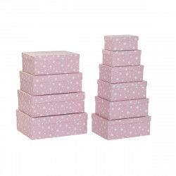 Set of Stackable Organising Boxes DKD Home Decor White Children's Light Pink...