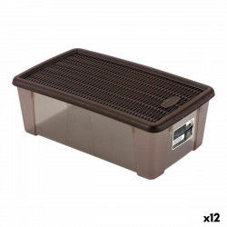 Box with cover Stefanplast 19,5 x 11,5 x 33 cm Plastic Chocolate 5 L (12 Units)