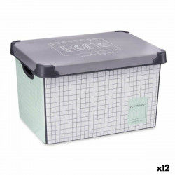 Storage Box with Lid Home Graph paper 22 L Grey Plastic 29 x 23,5 x 39 cm (12...