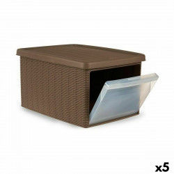 Storage Box with Lid Stefanplast Elegance Side Beige Plastic 29 x 21 x 39 cm...