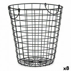 Basket With handles Black Steel 30 x 30 x 30 cm (8 Units)