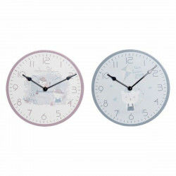 Reloj de Pared DKD Home Decor Azul Rosa Madera Metal Plástico Madera MDF...