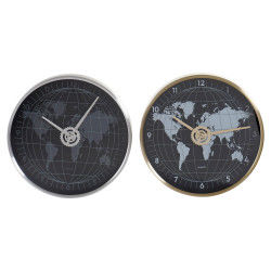 Reloj de Pared DKD Home Decor Negro Dorado Plateado Aluminio Cristal...
