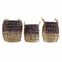 Basket set DKD Home Decor Natural Lilac Seagrass Tropical 39 x 39 x 41 cm 3...