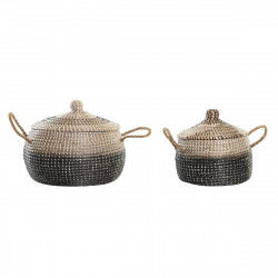 Basket set DKD Home Decor Grey Natural Bicoloured Seagrass Boho 41 x 41 x 33...