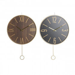 Wall Clock DKD Home Decor 40 x 4 x 40 cm Black Brown Iron Pendulum MDF Wood...