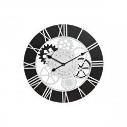 Wall Clock DKD Home Decor Wood Black White Iron Gears (60 x 4 x 60 cm)