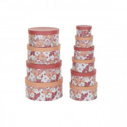 Set of Stackable Organising Boxes DKD Home Decor Flowers Stripes Fuchsia...