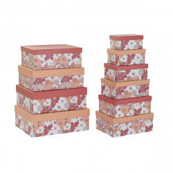 Set of Stackable Organising Boxes DKD Home Decor Fuchsia White Peach...