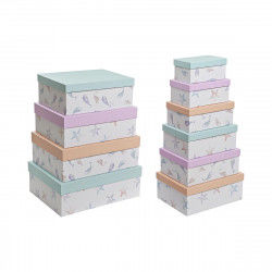 Set of Stackable Organising Boxes DKD Home Decor Navy Cardboard (43,5 x 33,5...
