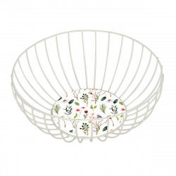 Wire Basket Versa Sansa White Metal Steel MDF Wood 28 x 11 x 28 cm Flowers