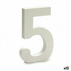 Cyfry 5 Drewno Biały (1,8 x 21 x 17 cm) (12 Sztuk)