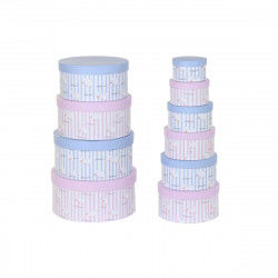 Set of Stackable Organising Boxes DKD Home Decor Blue Pink Cardboard (37,5 x...
