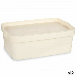 Storage Box with Lid Cream Plastic 6 L 21,5 x 11 x 31,5 cm (12 Units)