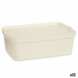 Caja de Almacenaje con Tapa Crema Plástico 14 L 29,5 x 14,3 x 45 cm (12...