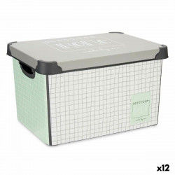 Storage Box with Lid Home Graph paper Grey Plastic 17 L 28 x 22 x 37 cm (12...