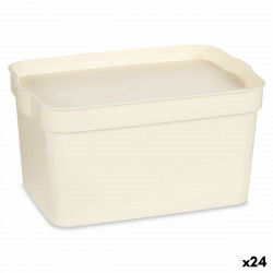 Boîte de rangement avec couvercle Crème Plastique 2,3 L 13,5 x 11 x 20 cm (24...